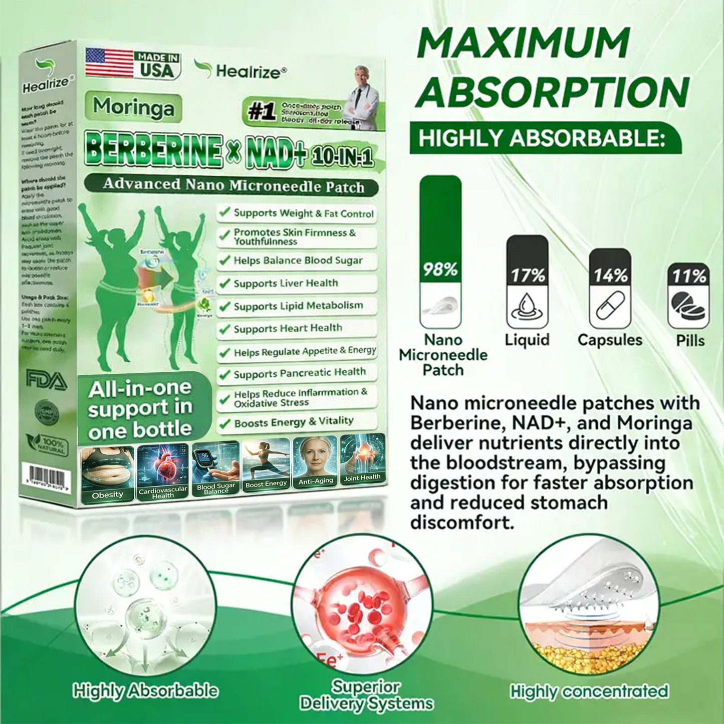 🔥🇺🇸 𝐎𝐟𝐟𝐢𝐜𝐢𝐚𝐥 𝐔𝐒 𝐒𝐭𝐨𝐫𝐞 | 🧑‍⚕️🩺 𝐇𝐞𝐚𝐥𝐫𝐢𝐳𝐞® Moringa · Berberine × NAD+ 𝟏𝟎-𝐢𝐧-𝟏 𝐀𝐝𝐯𝐚𝐧𝐜𝐞𝐝 𝐍𝐚𝐧𝐨 𝐌𝐢𝐜𝐫𝐨𝐧𝐞𝐞𝐝𝐥𝐞 𝐏𝐚𝐭𝐜𝐡 — 𝐎𝐧𝐜𝐞 𝐃𝐚𝐢𝐥𝐲, 𝐕𝐢𝐬𝐢𝐛𝐥𝐞 𝐑𝐞𝐬𝐮𝐥𝐭𝐬 𝐢𝐧 𝟕 𝐃𝐚𝐲𝐬