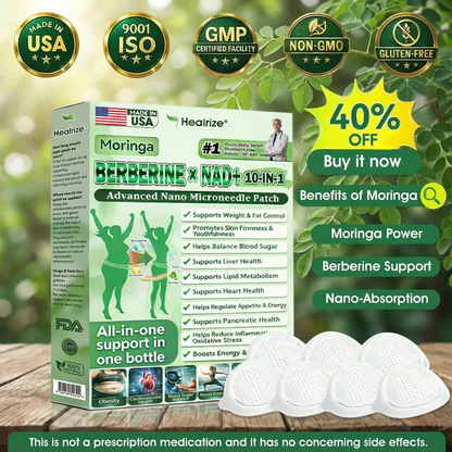 🔥🇺🇸 𝐎𝐟𝐟𝐢𝐜𝐢𝐚𝐥 𝐔𝐒 𝐒𝐭𝐨𝐫𝐞 | 🧑‍⚕️🩺 𝐇𝐞𝐚𝐥𝐫𝐢𝐳𝐞® Moringa · Berberine × NAD+ 𝟏𝟎-𝐢𝐧-𝟏 𝐀𝐝𝐯𝐚𝐧𝐜𝐞𝐝 𝐍𝐚𝐧𝐨 𝐌𝐢𝐜𝐫𝐨𝐧𝐞𝐞𝐝𝐥𝐞 𝐏𝐚𝐭𝐜𝐡 — 𝐎𝐧𝐜𝐞 𝐃𝐚𝐢𝐥𝐲, 𝐕𝐢𝐬𝐢𝐛𝐥𝐞 𝐑𝐞𝐬𝐮𝐥𝐭𝐬 𝐢𝐧 𝟕 𝐃𝐚𝐲𝐬